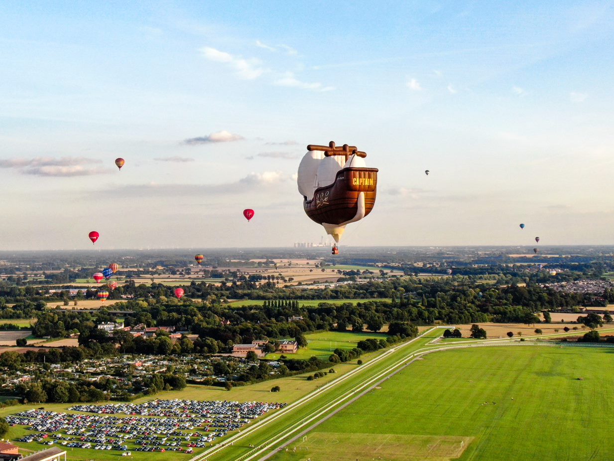 Hot air balloons up in the air